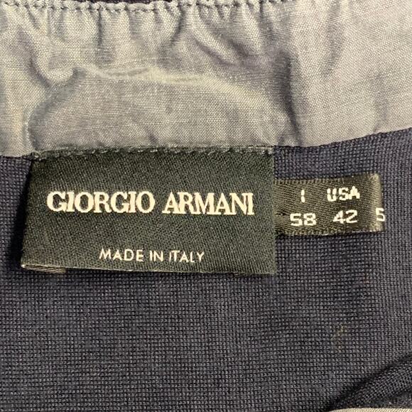 GIORGIO ARMANI Size L Navy Blue Contrast Trim Silk Blend Short Sleeve Polo - Picture 4 of 5